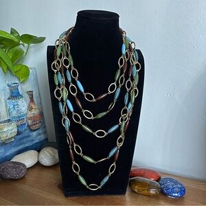 Anne Klein multi-strand necklace with blue, green, and brown beads - Jewelry